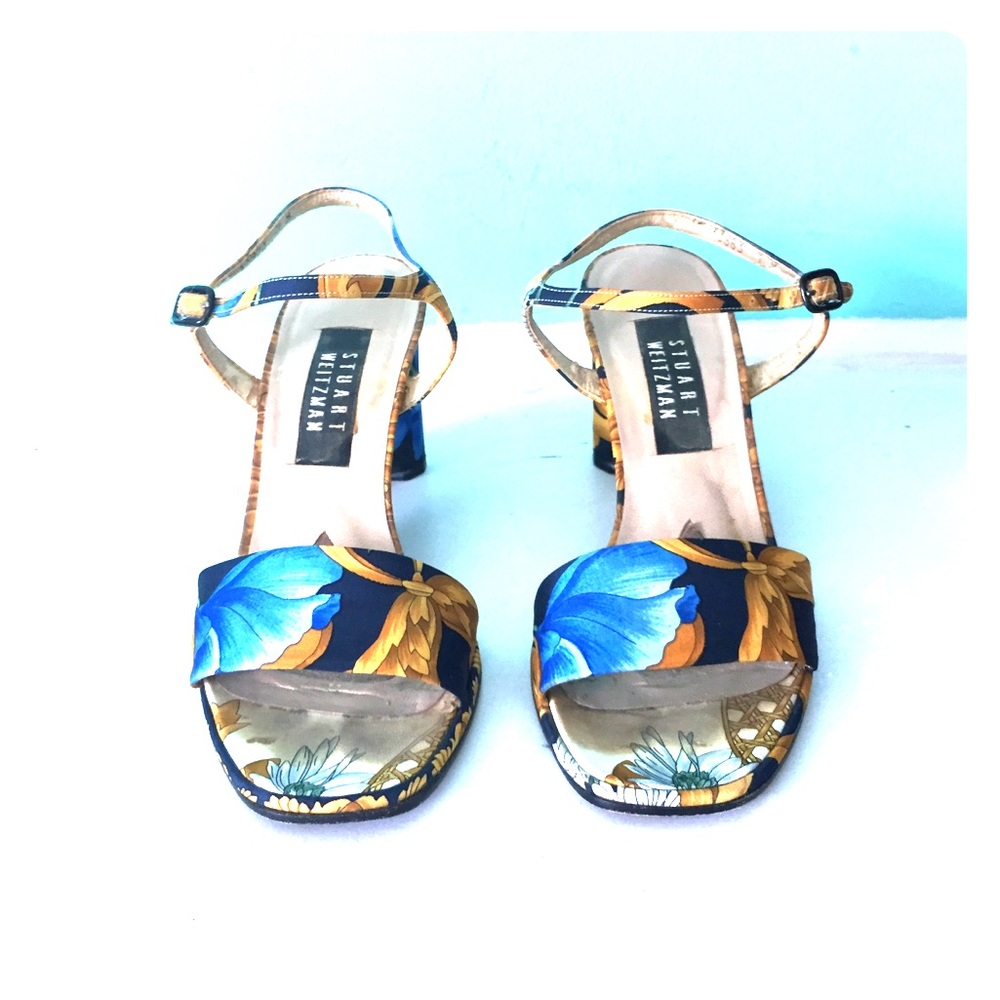 Vintage Stuart Weitzman floral satin wedge